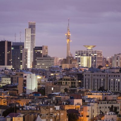 Tel Aviv central business district's building boom, view of the skyline.